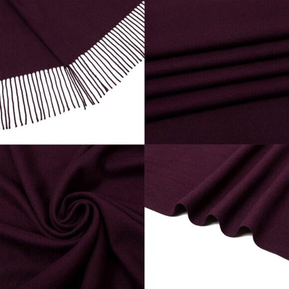 ⚡Women's Dark Purple Pashmina Evening Dress Bridesmaid Winter Warm Long Scarf - Picture 6 of 8